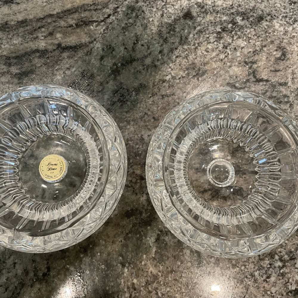 Princess House Crystal Pair Candle Holders Bowls